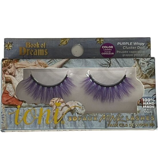 Ioni 3D Faux Mink Lashes – Purple Wispy Cluster Doll Book of Dreams Handmade - Picture 1 of 5